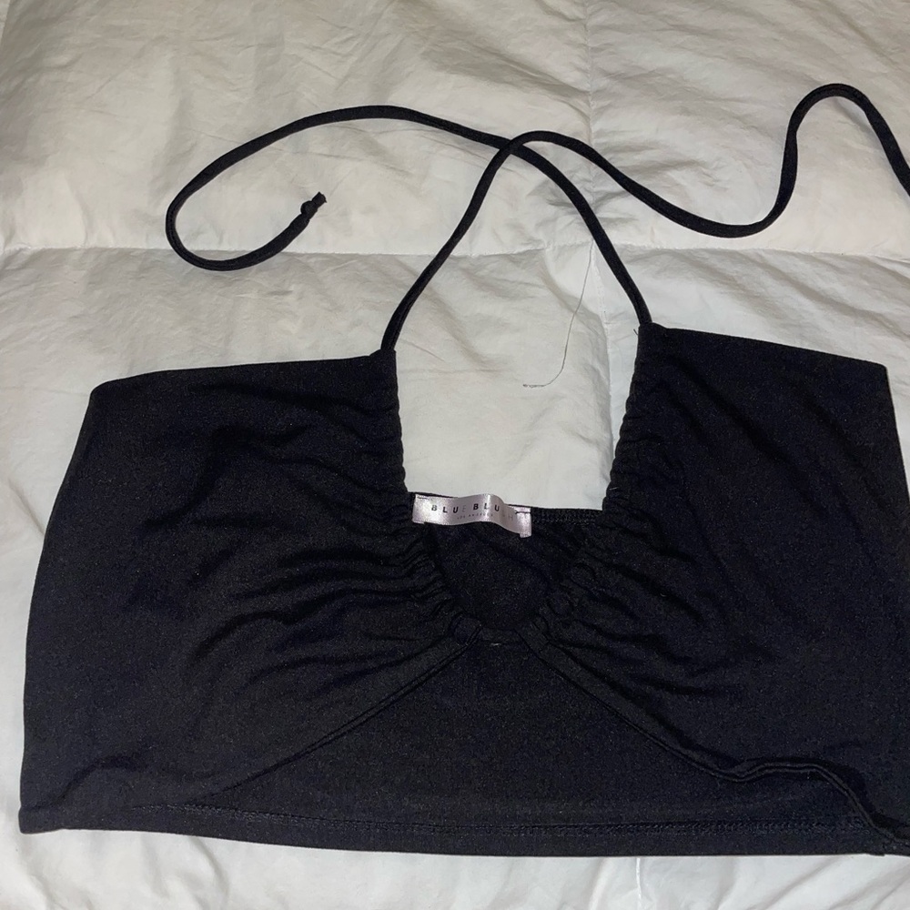 Blue Blush Black Halter Top